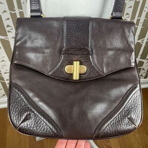 Kenneth Cole Dark Brown Leather Fold-over Crossbody Bag Purse
